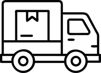 Clean line art icon of a delivery truck with a package