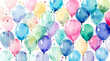 © Paint - Watercolor balloons on a white background. Seamless pattern