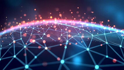 Colorful, abstract image of a planet with a network of lines and dots. Concept of technology and interconnectedness