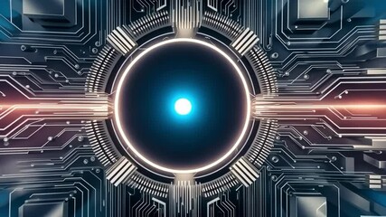 Abstract futuristic technology circuit board with blue light, technological background. Concept of technology, digital, connection, communication.