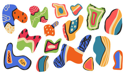 Wall Mural - Set of various abstract shapes, patterns. Hand drawn doodles. Modern fashion illustration. Flat design, cartoon hand drawn, vector.