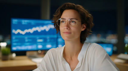engineer monitoring latency in modern office with metrics display