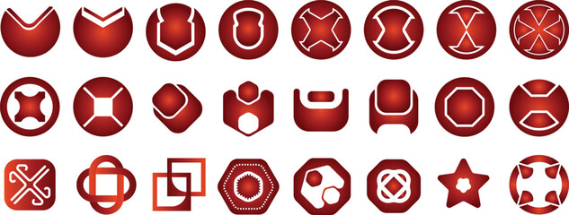 set of red buttons Symbols