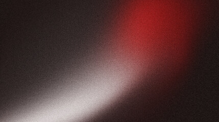 Wall Mural - red and white abstract gradient shape on black grainy background with blur and noise texture effect 