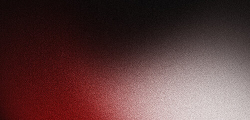 Wall Mural - red and white abstract gradient shape on black grainy background with blur and noise texture effect 