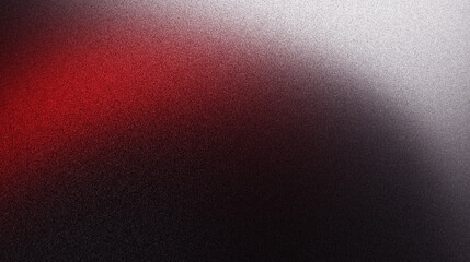 Wall Mural - red and white abstract gradient shape on black grainy background with blur and noise texture effect 