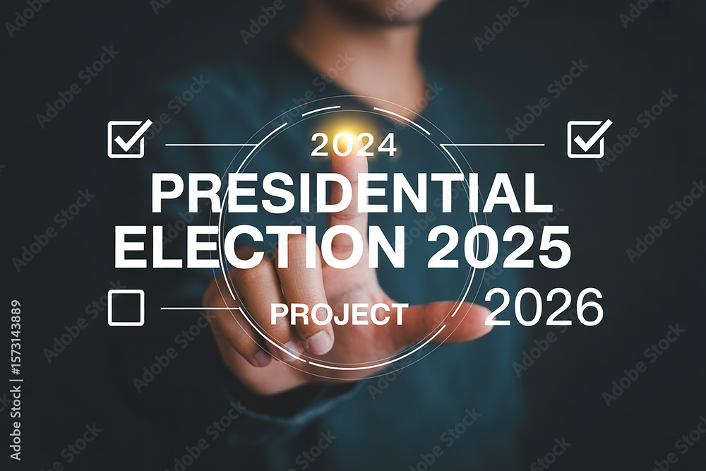 Person Touching Interactive Screen Showing Presidential Election 2025 ...