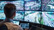 © elimicel - Security guard monitoring traffic cameras in a control room