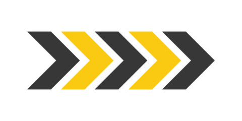 chevron arrow icon set in black and yellow. modern direction symbols. abstract navigation or movemen