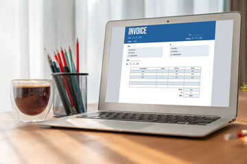 Wall Mural - invoice on computer screen from accounting application. computer program for financial and budget of