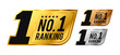 © hanara - No. 1 Ranking Award Badges. Number one rank icon. Number 1 golden label. For logo, insigna, seal, tag, sign, symbol, stamp, sticker, emblem, banner. Vector Illustration