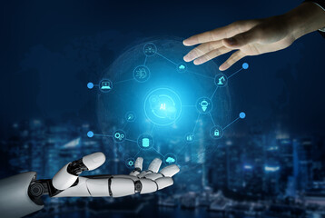 Wall Mural - ai enables collaborative intelligence by linking robotics, machine learning, and data systems to aut