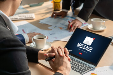 Wall Mural - email notification message showing on computer screen snugly. digital marketing message information 