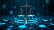 © Mamun - A silver scale of justice glows on a digital network