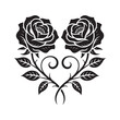 © MSTFOTAMA - Elegant black rose heart design with swirling stems and leaves