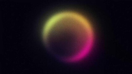 Wall Mural - abstract yellow and pink pulsating gradient ring, looping animation on black background