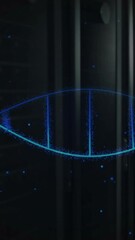Canvas Print - animating dna strand and binary coding over server racks in data center