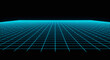 © One sell love - Retro 80s synthwave style glowing grid receding into the dark.
