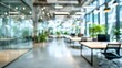 © Harry - Abstract office space with natural light flooding through large windows and lush greenery creating a modern workspace environment.