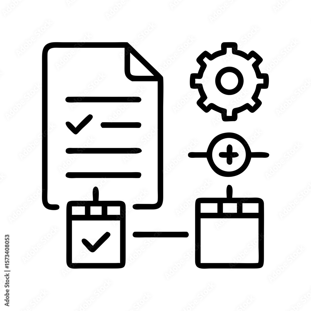 Automated workflow process diagram with checklist and database ...
