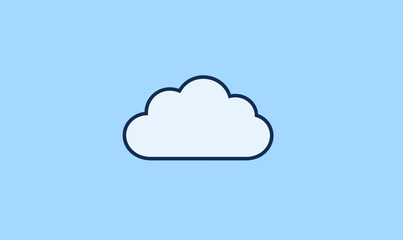 Wall Mural - simple minimalistic white cloud outline icon isolated on light blue background flat vector illustrat
