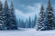 © Arman - Snow covered evergreen trees winter landscape serene snowy mountain forest scene falling snow tranquil blue sky peaceful snowy field