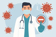 © Zara - Doctor pressing stop button on virtual screen, coronavirus outbreak and COVID-19 pandemic concept, medical technology, research, diagnosis, healthcare analysis, virus control