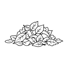 Wall Mural - Outline drawing of a pile of leaves in simple style. Vector hand-drawn doodle illustration