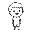 © BraveSpirit - Smiling cartoon young caucasian boy in t-shirt and shorts. Vector hand-drawn doodle illustration
