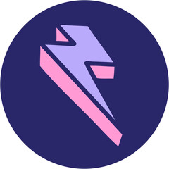 Wall Mural - iconic tattoo style image of lighting bolt in bright neon color