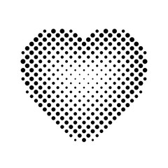 Wall Mural - heart shape. black faded heart silhouette isolated on white background. modern fade halftone dot. fa