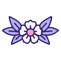 Wall Mural - iconic tattoo style image of a flower in bright neon color