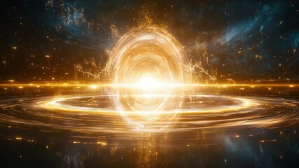 Wall Mural - mystical vortex of light emerging from water with circular object creating a dreamlike effect