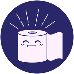 Wall Mural - icon of a tattoo style toilet paper character in bright neon color