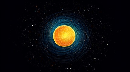 Wall Mural - cosmic swirl enveloping fiery planet, space background, digital art, website header
