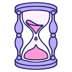 Wall Mural - iconic tattoo style image of an hour glass in bright neon color