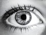 Close-up grayscale human eye