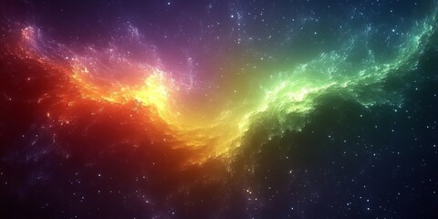 Wall Mural - celestial tapestry a cosmic symphony of sparkling stars and radiant nebulae in silver and green