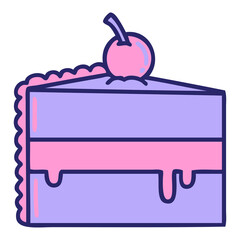 Wall Mural - iconic tattoo style image of a chocolate cake in bright neon color