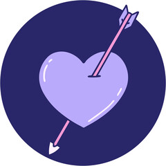 Wall Mural - iconic tattoo style image of an arrow and heart in bright neon color