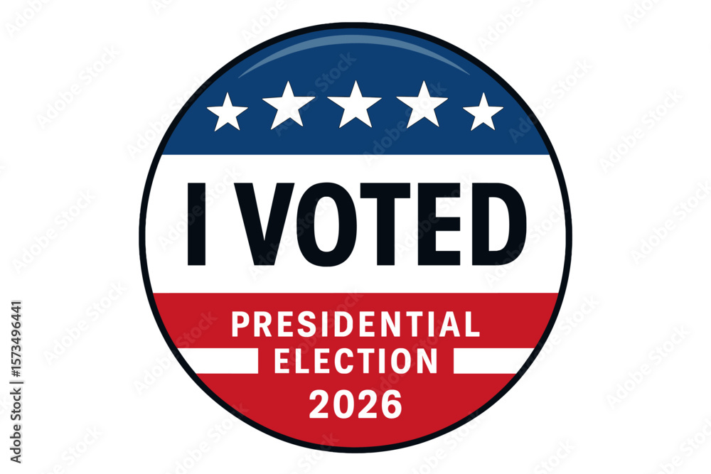 Stock-Vektorgrafik „I Voted Badge for 2026 USA Presidential Election ...