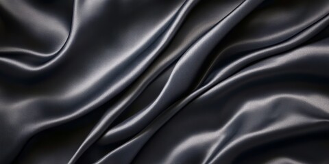 Wall Mural - elegant silky smooth black cloth with abstract folds and waves of dark fabric for stylish design