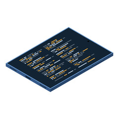 Wall Mural - isometric tablet. program code on tablet screen. isometric technology. vector illustration