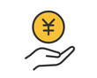 © neena  - お金を支える手のイラスト アイコン ｜円マーク・日本円・資金・金融のベクター素材