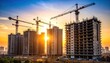 © Alah - Construction of tall buildings at sunrise