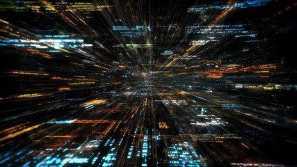Wall Mural - colorful data streams are converging into the center of a network, creating a dynamic visualization 