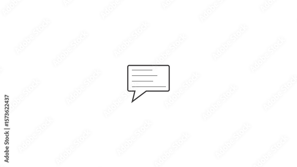 Minimalist outline of a speech bubble with multiple lines of text ...
