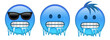 © Eugene B-sov - Freezing face Set of three blue emoji