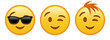 © Eugene B-sov - Winking yellow face Set of three emoji