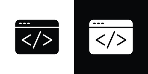 Black and White Rendering of Webpage Icon Symbolizing Code or Programming with Angle Brackets